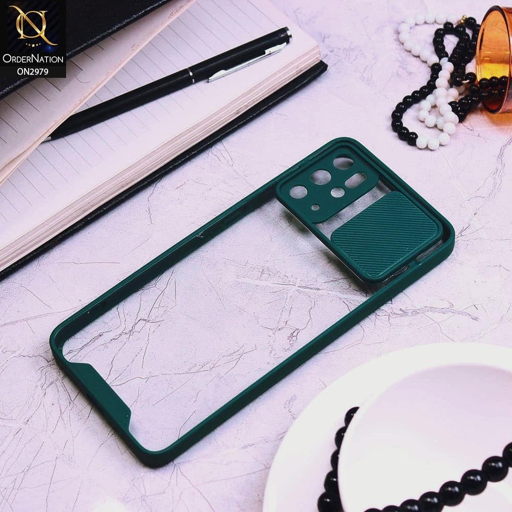 Samsung Galaxy S20 Plus Cover - Dark Green - Transparent Matte Shockproof Camera Slide Protection Case
