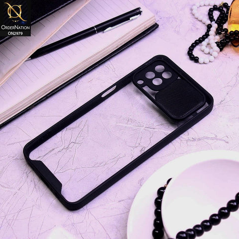 Samsung Galaxy A12 Cover - Black - Transparent Matte Shockproof Camera Slide Protection Case