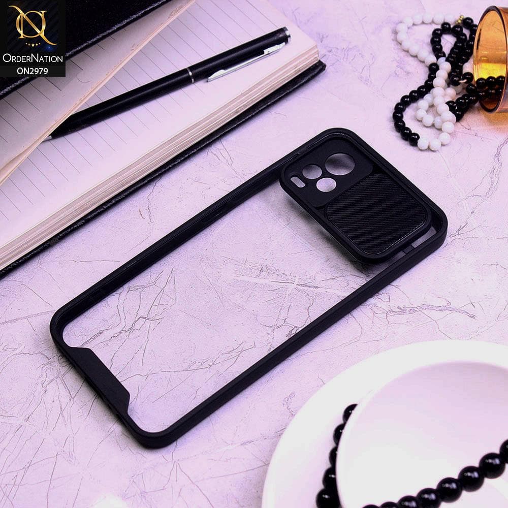 Vivo V20 Cover - Black - Transparent Matte Shockproof Camera Slide Protection Case