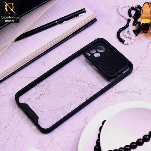 Vivo V20 Cover - Black - Transparent Matte Shockproof Camera Slide Protection Case