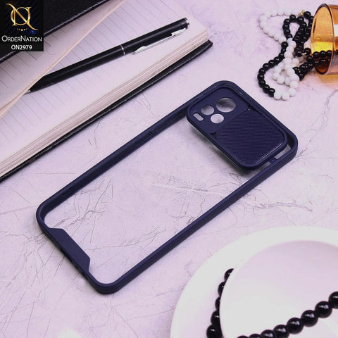 Vivo V20 Cover - Blue - Transparent Matte Shockproof Camera Slide Protection Case
