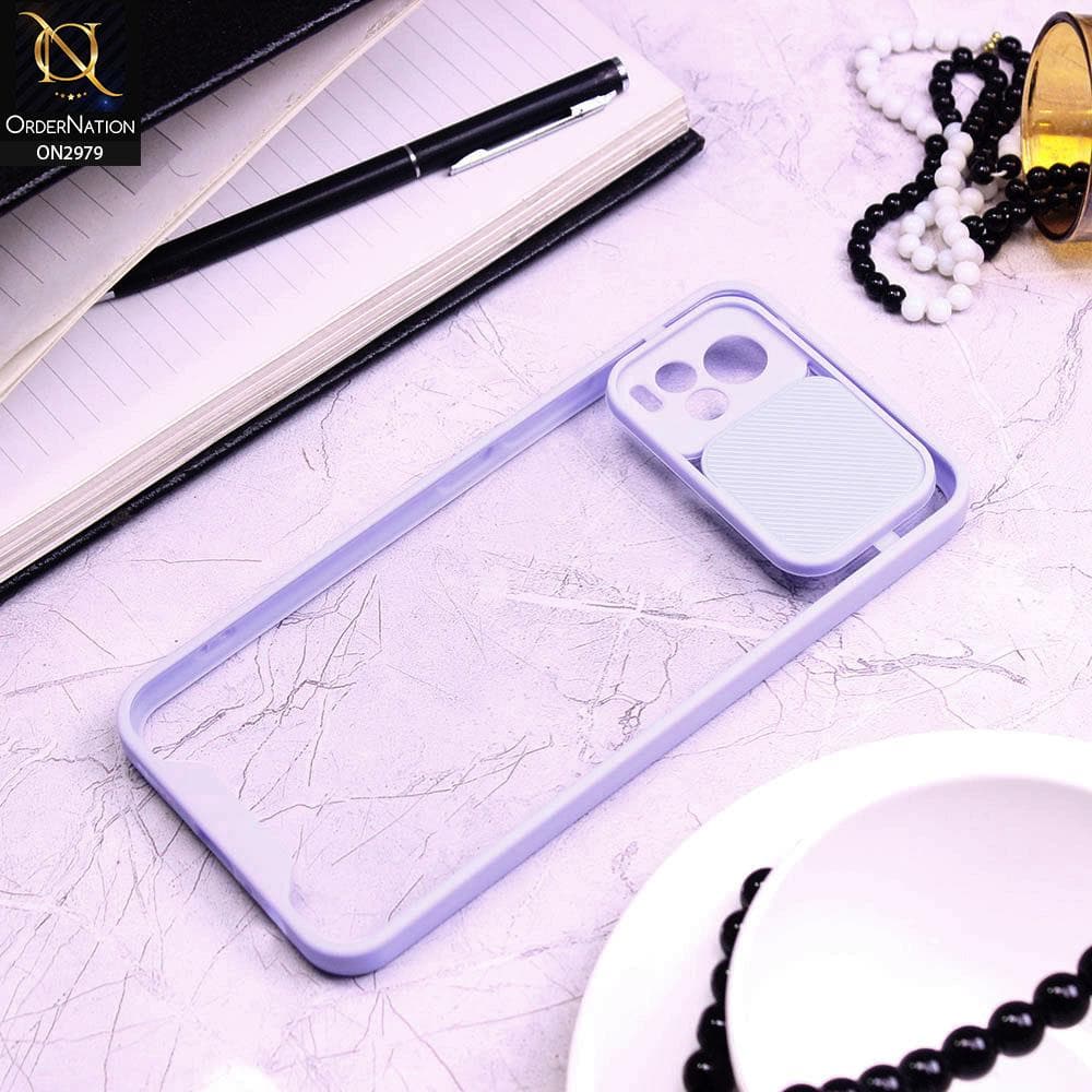 Vivo V20 Cover - Purple - Transparent Matte Shockproof Camera Slide Protection Case