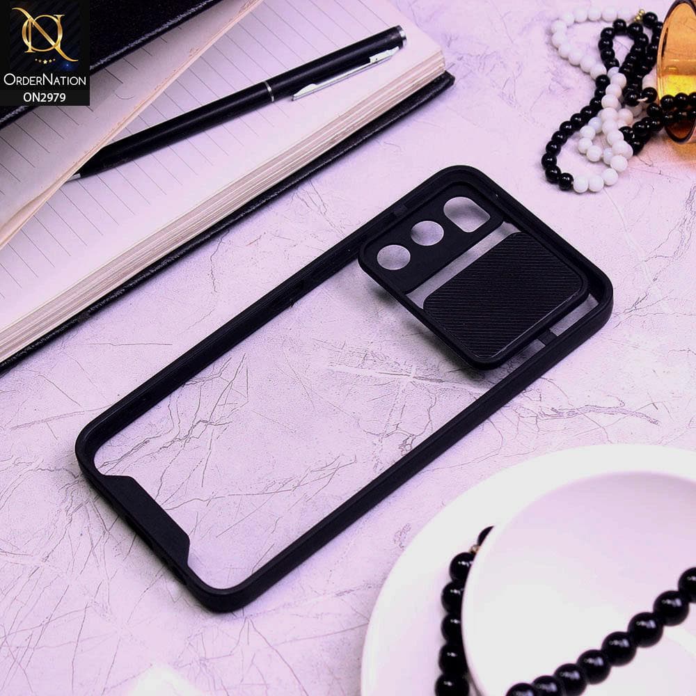Vivo V20 SE Cover - Black - Transparent Matte Shockproof Camera Slide Protection Case