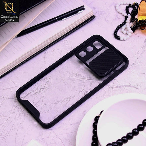Vivo V20 SE Cover - Black - Transparent Matte Shockproof Camera Slide Protection Case
