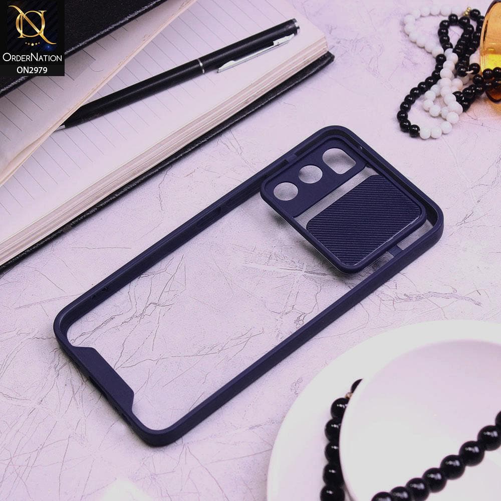 Vivo V20 SE Cover - Blue - Transparent Matte Shockproof Camera Slide Protection Case