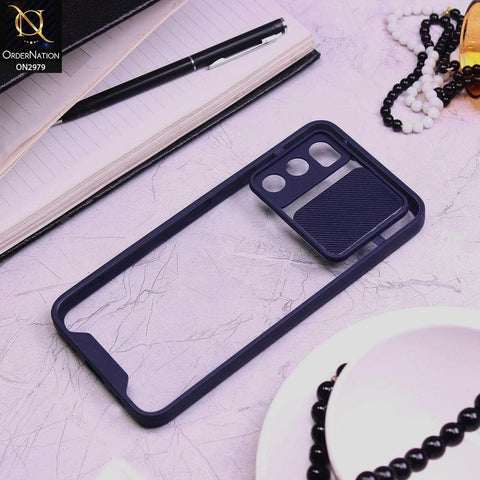 Vivo V20 SE Cover - Blue - Transparent Matte Shockproof Camera Slide Protection Case