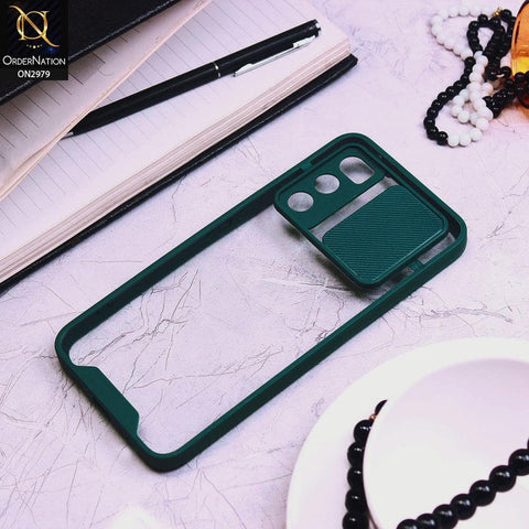 Vivo V20 SE Cover - Dark Green - Transparent Matte Shockproof Camera Slide Protection Case