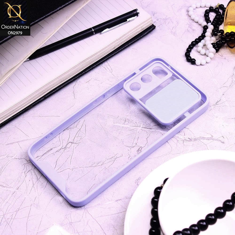 Vivo V20 SE Cover - Purple - Transparent Matte Shockproof Camera Slide Protection Case