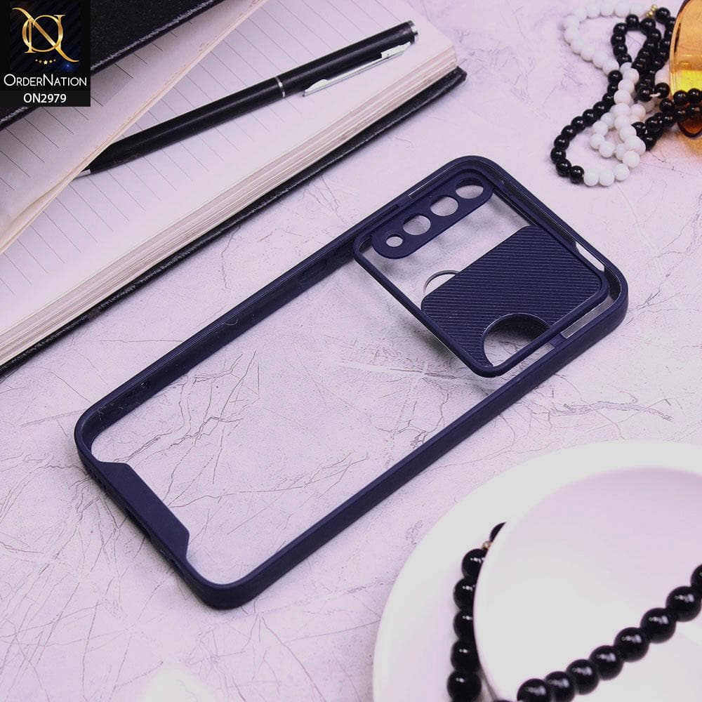 Huawei Y9 Prime 2019 Cover - Blue - Transparent Matte Shockproof Camera Slide Protection Case