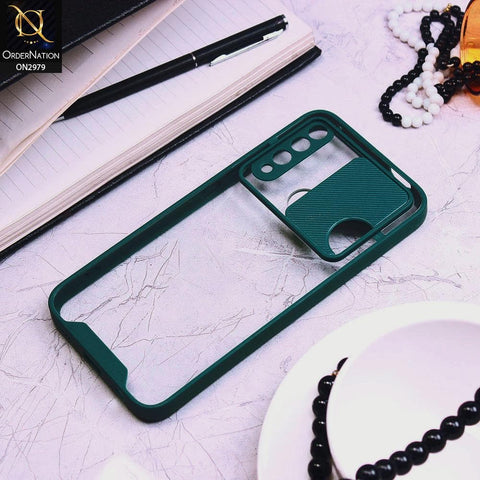 Honor 9X Cover - Dark Green - Transparent Matte Shockproof Camera Slide Protection Case