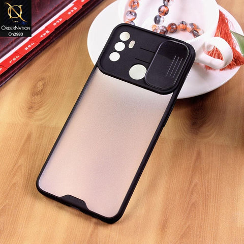 Oppo A53s - Black - New Soft Semi Transparent Camera Slide Case