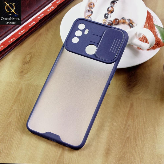 Oppo A53s - Blue - New Soft Semi Transparent Camera Slide Case