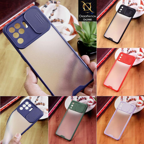 Oppo A53s - Black - New Soft Semi Transparent Camera Slide Case