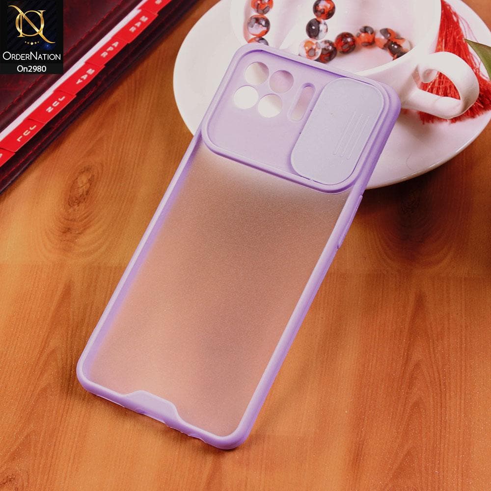 Oppo A93 - Purple - New Soft Semi Transparent Camera Slide Case