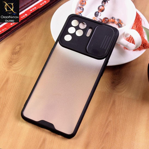 Oppo A94 - Black - New Soft Semi Transparent Camera Slide Case