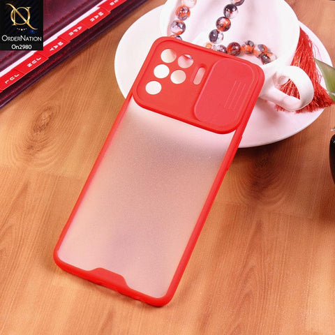 Oppo A94 - Red - New Soft Semi Transparent Camera Slide Case