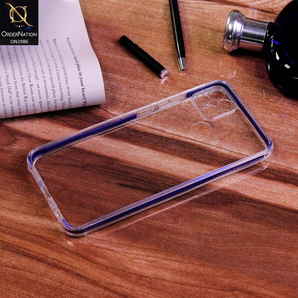 Oppo A15 Cover - Blue - Soft Color Border with Camera Protection Clear Case