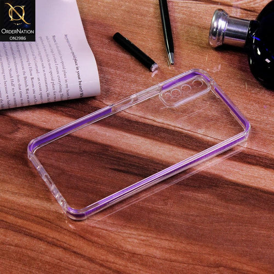 Vivo Y70s Cover - Purple - Soft Color Border with Camera Protection Clear Case