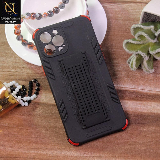 iPhone 12 Pro Cover - Black - New Style Soft Finger Grip Holder soft Case