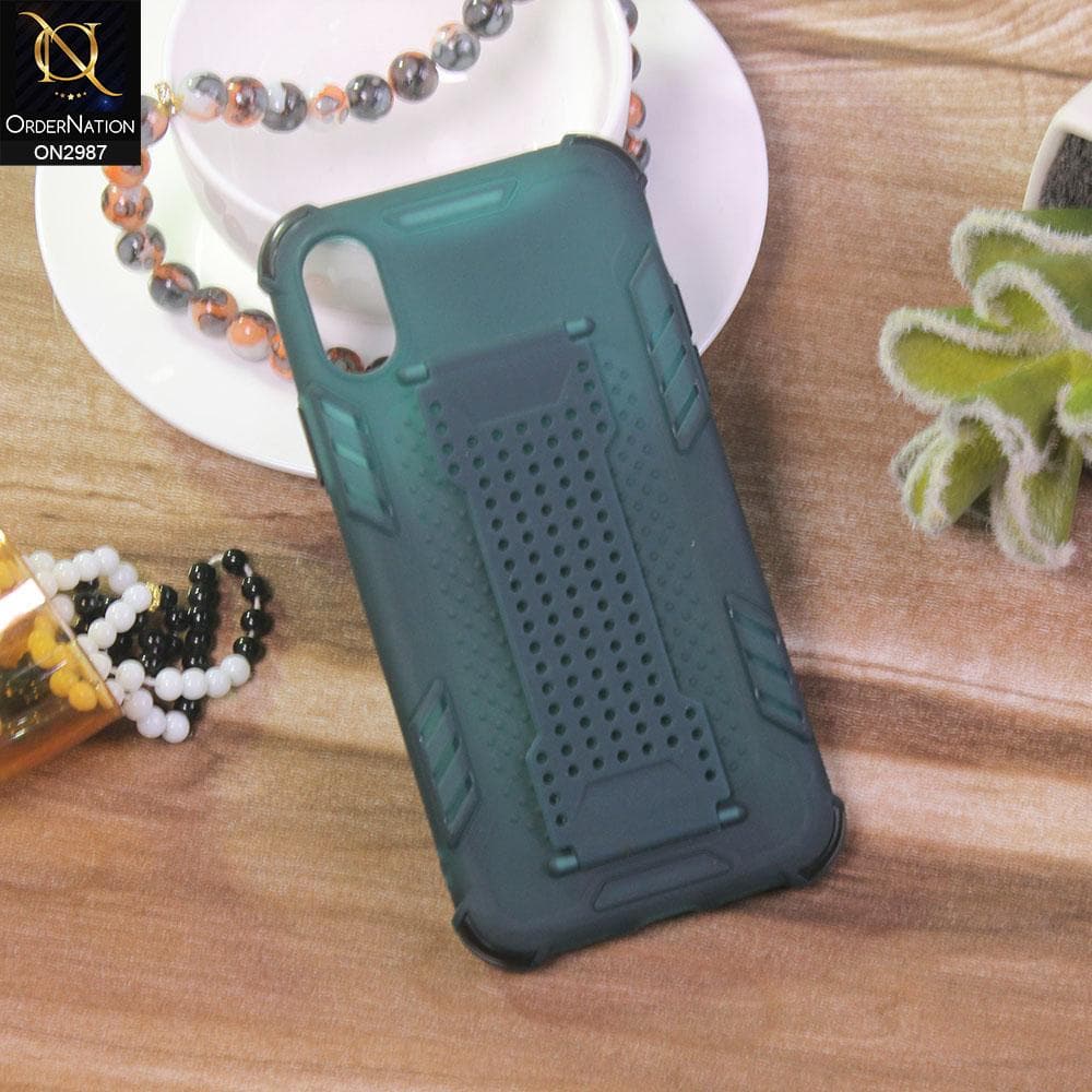 iPhone XS / X Cover - Green - New Style Soft Finger Grip Holder soft Case