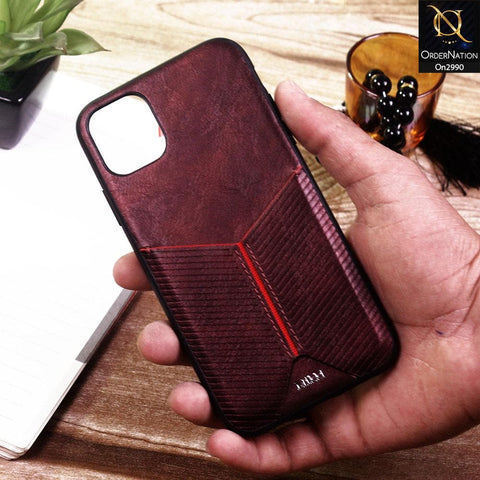 iPhone 11 - Maroon - New Arrival Vintage Look Card Pocket Back Shell Soft Case