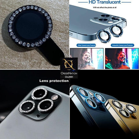 iPhone 14 Pro Max Camera Protector - New Girlish Diamond Rhinestones Inlaid Camera Lens Rings Protector