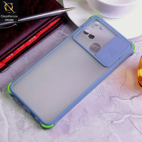 Samsung Galaxy A21s Cover - Gray - Shockproof Bumper Color Border Semi Transparent Camera Slide Protection Case