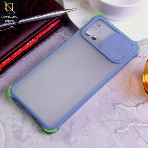 Samsung Galaxy A51 Cover - Gray - Shockproof Bumper Color Border Semi Transparent Camera Slide Protection Case