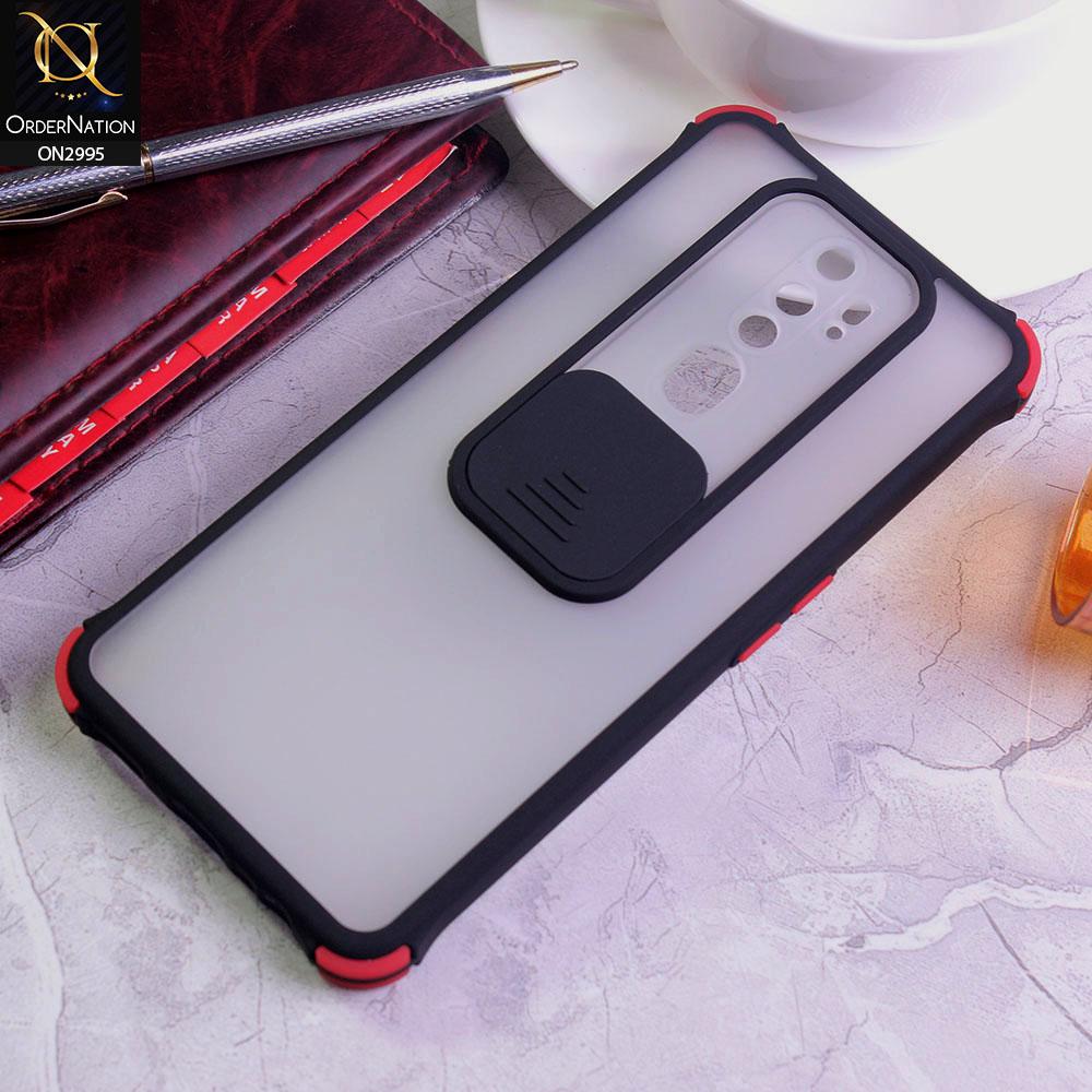 Oppo A5 2020 Cover - Black - Shockproof Bumper Color Border Semi Transparent Camera Slide Protection Case