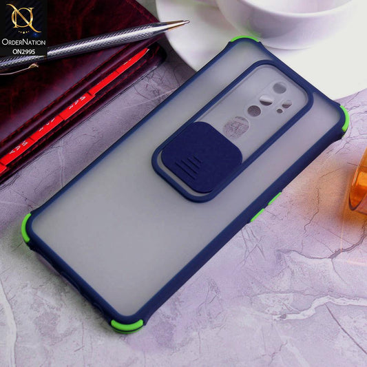 Oppo A9 2020 Cover - Blue - Shockproof Bumper Color Border Semi Transparent Camera Slide Protection Case