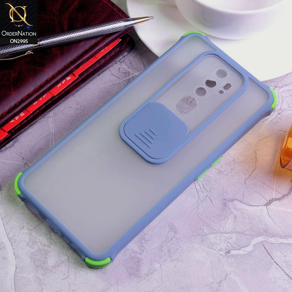 Oppo A5 2020 Cover - Gray - Shockproof Bumper Color Border Semi Transparent Camera Slide Protection Case