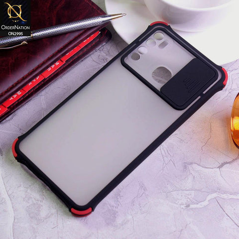 Tecno Spark 5 Cover - Black - Shockproof Bumper Color Border Semi Transparent Camera Slide Protection Case