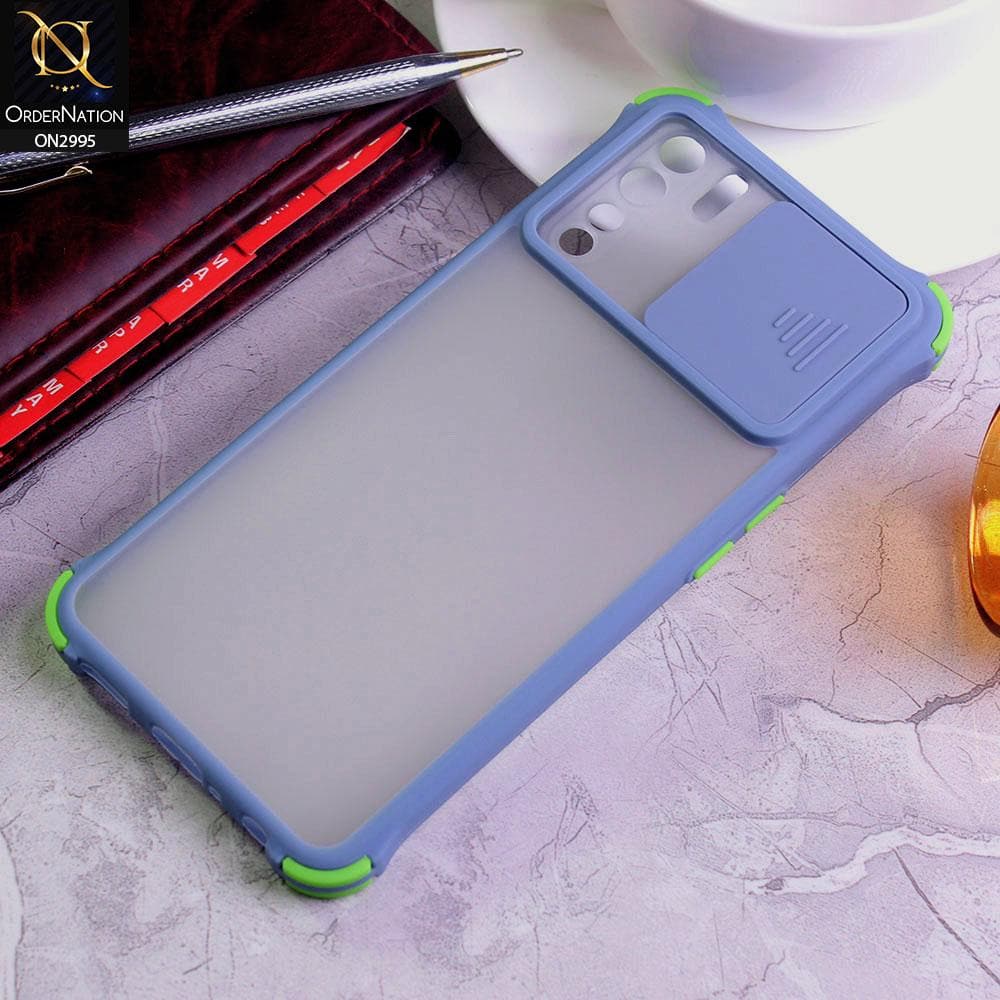 Oppo Reno 3 Cover - Gray - Shockproof Bumper Color Border Semi Transparent Camera Slide Protection Case
