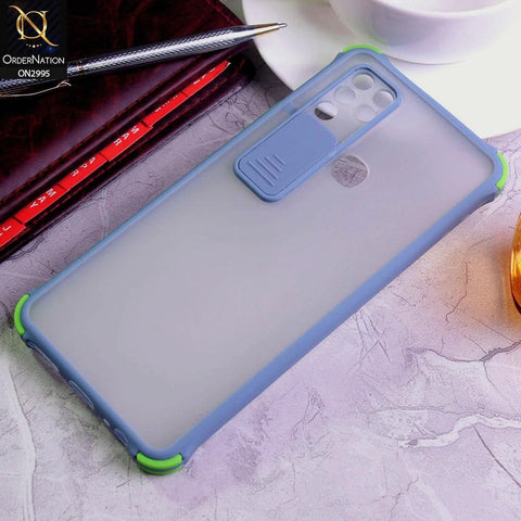 Infinix Hot 10 Cover - Gray - Shockproof Bumper Color Border Semi Transparent Camera Slide Protection Case