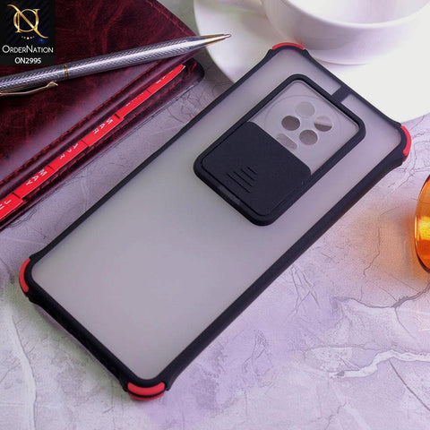 Infinix Note 7 Cover - Black - Shockproof Bumper Color Border Semi Transparent Camera Slide Protection Case