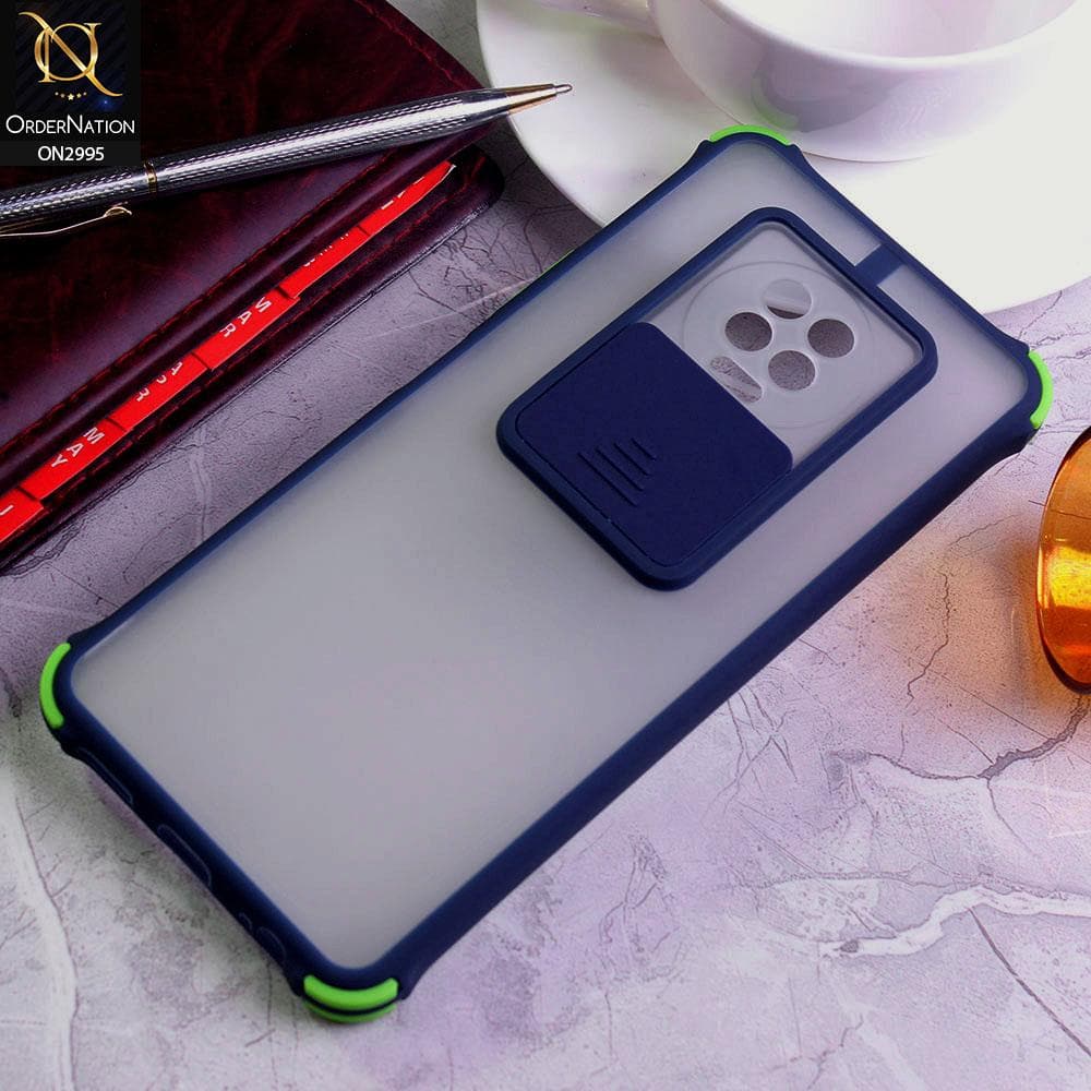 Infinix Note 7 Cover - Blue - Shockproof Bumper Color Border Semi Transparent Camera Slide Protection Case