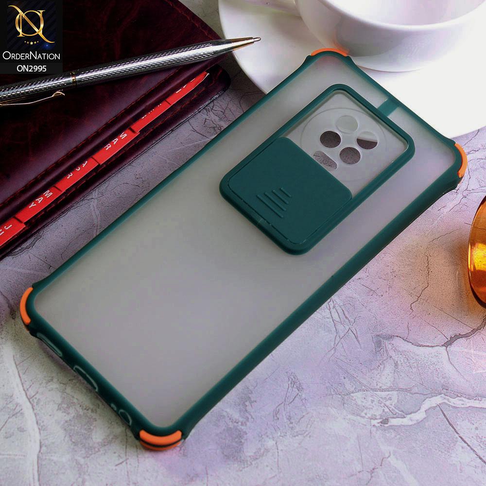Infinix Note 7 Cover - Dark Green - Shockproof Bumper Color Border Semi Transparent Camera Slide Protection Case
