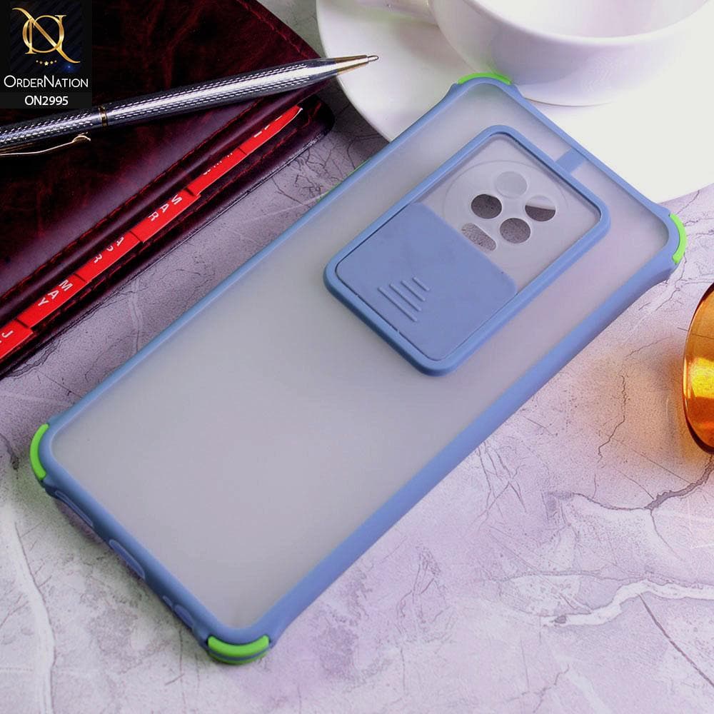 Infinix Note 7 Cover - Gray - Shockproof Bumper Color Border Semi Transparent Camera Slide Protection Case