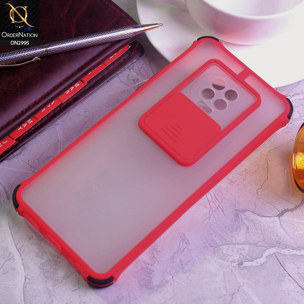 Infinix Note 7 Cover - Red - Shockproof Bumper Color Border Semi Transparent Camera Slide Protection Case