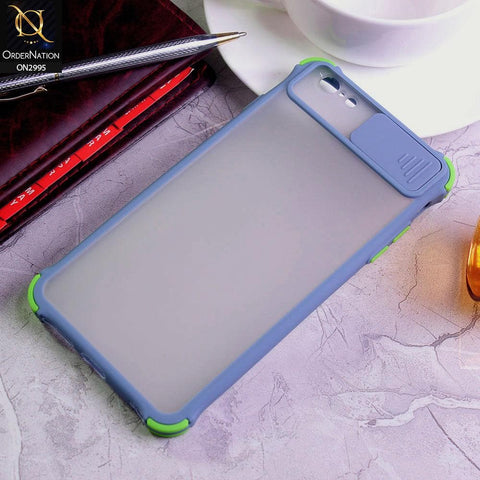 iPhone 6s Plus / 6 Plus Cover - Gray - Shockproof Bumper Color Border Semi Transparent Camera Slide Protection Case