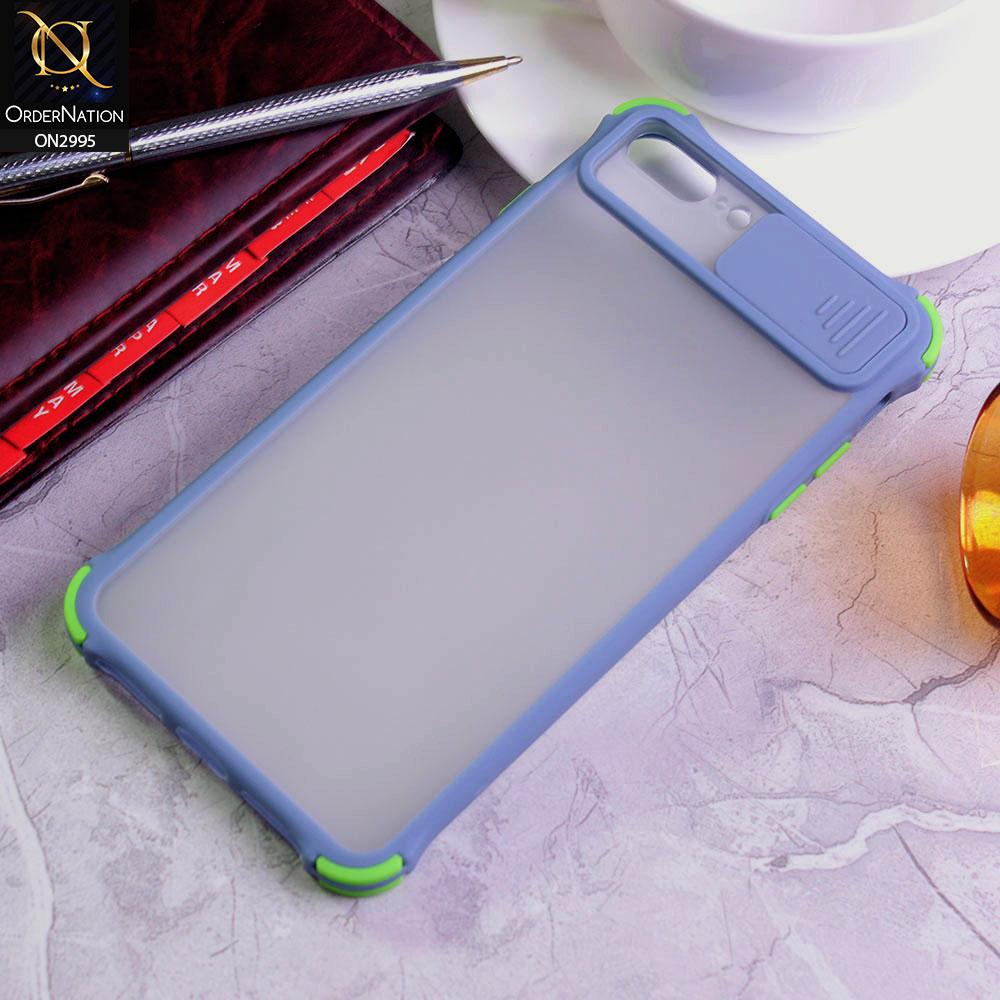 iPhone 8 Plus / 7 Plus Cover - Gray - Shockproof Bumper Color Border Semi Transparent Camera Slide Protection Case