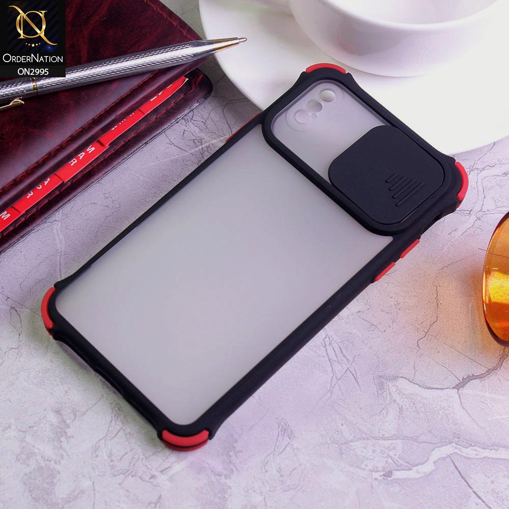 iPhone XS / X Cover - Black - Shockproof Bumper Color Border Semi Transparent Camera Slide Protection Case