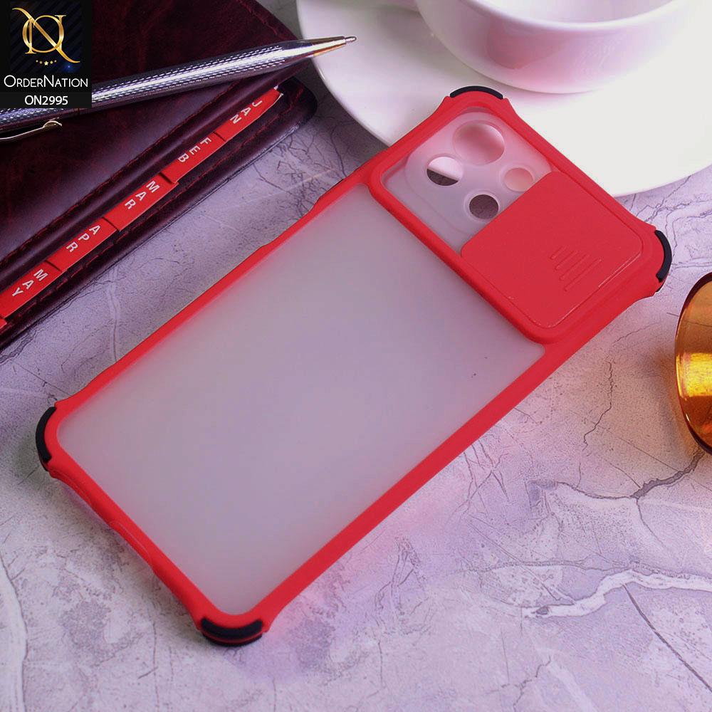 Xiaomi Mi 11 Lite Cover - Red - Shockproof Bumper Color Border Semi Transparent Camera Slide Protection Case