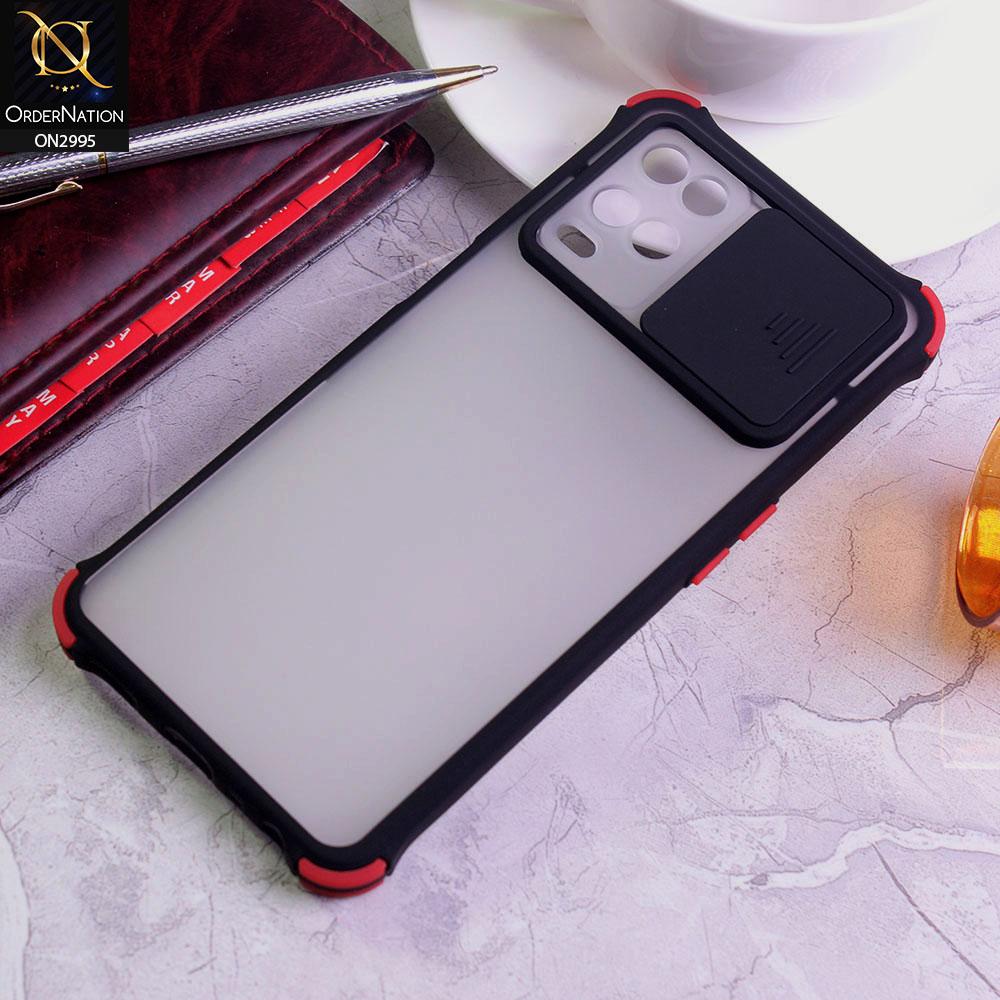 Oppo A54 4G Cover - Black - Shockproof Bumper Color Border Semi Transparent Camera Slide Protection Case