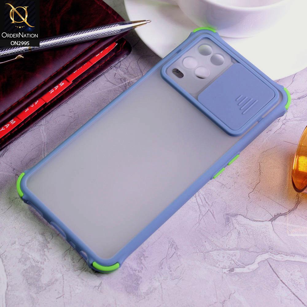 Oppo A54 4G Cover - Gray - Shockproof Bumper Color Border Semi Transparent Camera Slide Protection Case