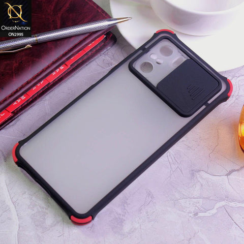 Xiaomi Poco F3 Cover - Black - Shockproof Bumper Color Border Semi Transparent Camera Slide Protection Case