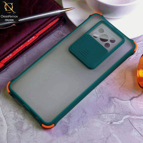 Xiaomi Poco X3 Cover - Dark Green - Shockproof Bumper Color Border Semi Transparent Camera Slide Protection Case