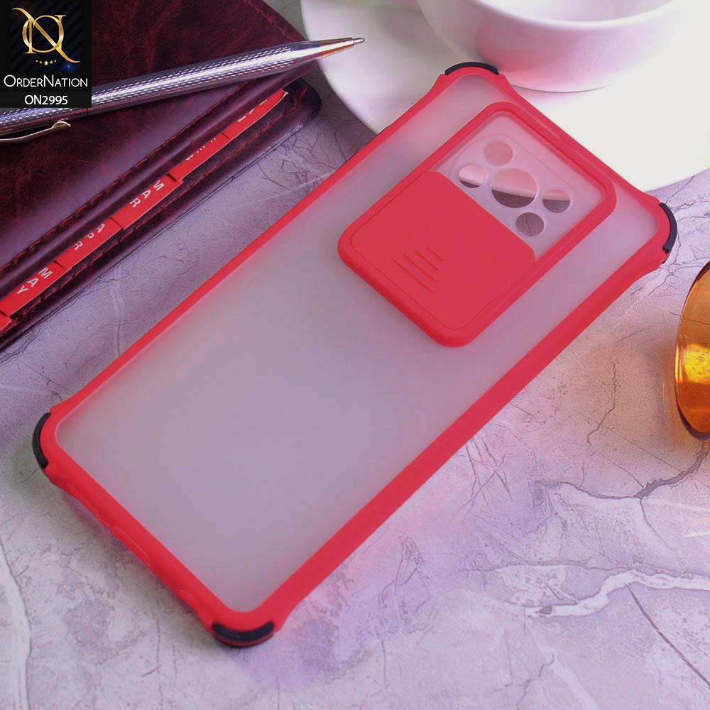 Xiaomi Poco X3 Pro Cover - Red - Shockproof Bumper Color Border Semi Transparent Camera Slide Protection Case