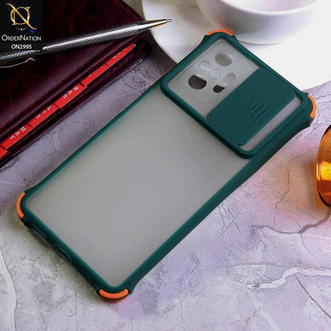 Xiaomi Redmi Note 10 Pro Cover - Dark Green - Shockproof Bumper Color Border Semi Transparent Camera Slide Protection Case