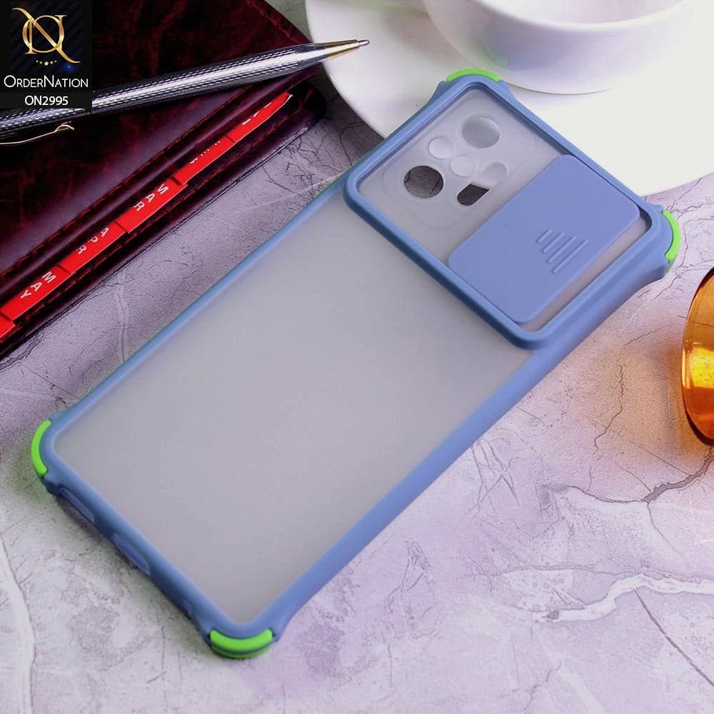 Xiaomi Redmi Note 10 Pro Cover - Gray - Shockproof Bumper Color Border Semi Transparent Camera Slide Protection Case